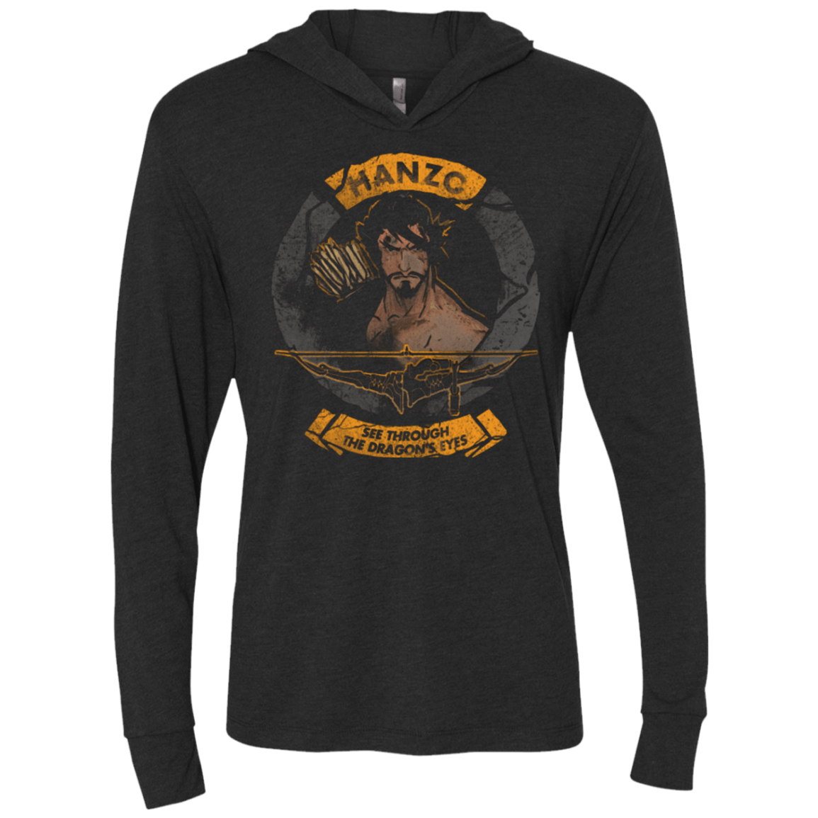 T-Shirts Vintage Black / X-Small Hanzo Triblend Long Sleeve Hoodie Tee