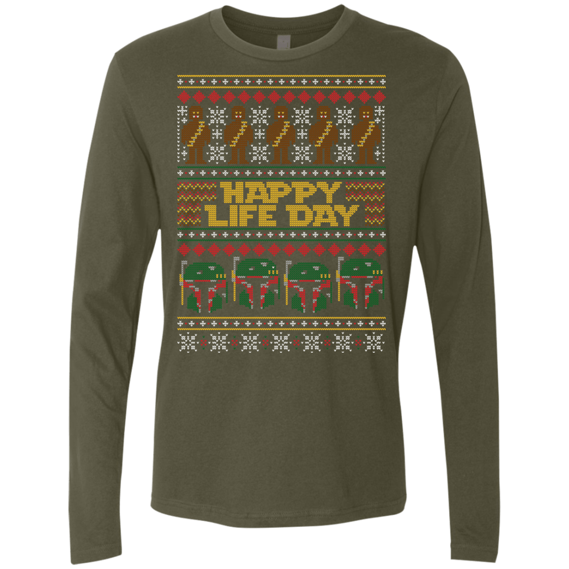 T-Shirts Military Green / Small Happy Life Day Men's Premium Long Sleeve