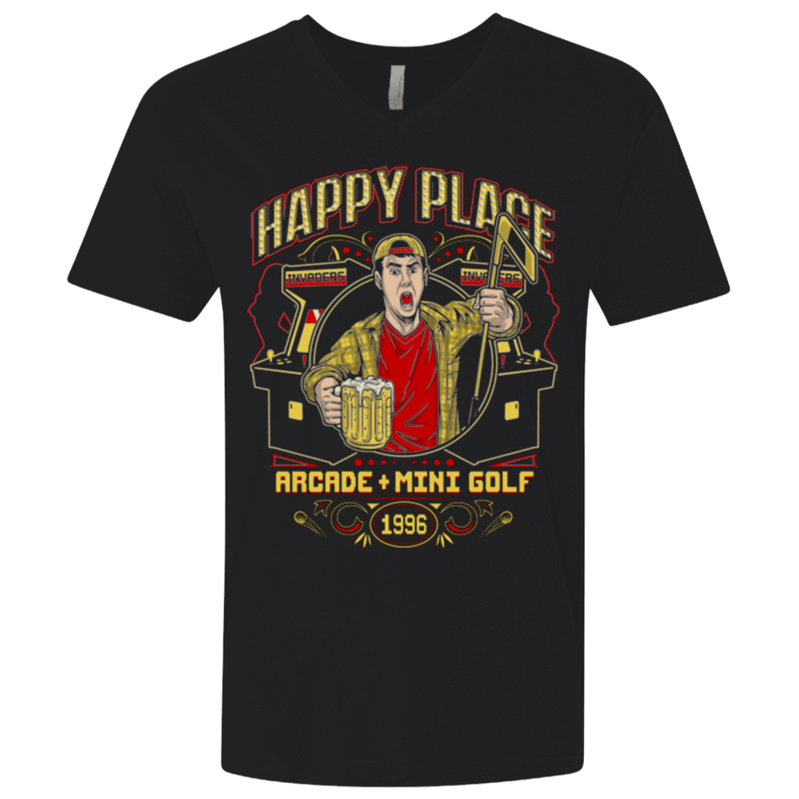 T-Shirts Black / X-Small HAPPY PLACE Men's Premium V-Neck