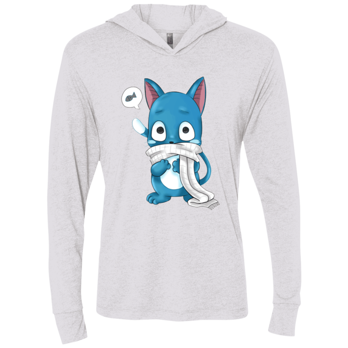 T-Shirts Heather White / X-Small Happy Triblend Long Sleeve Hoodie Tee