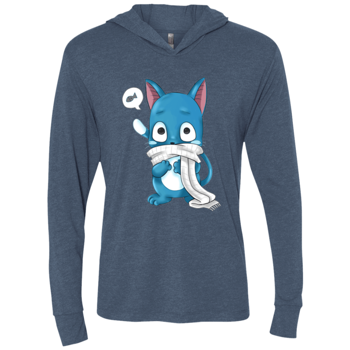 T-Shirts Indigo / X-Small Happy Triblend Long Sleeve Hoodie Tee