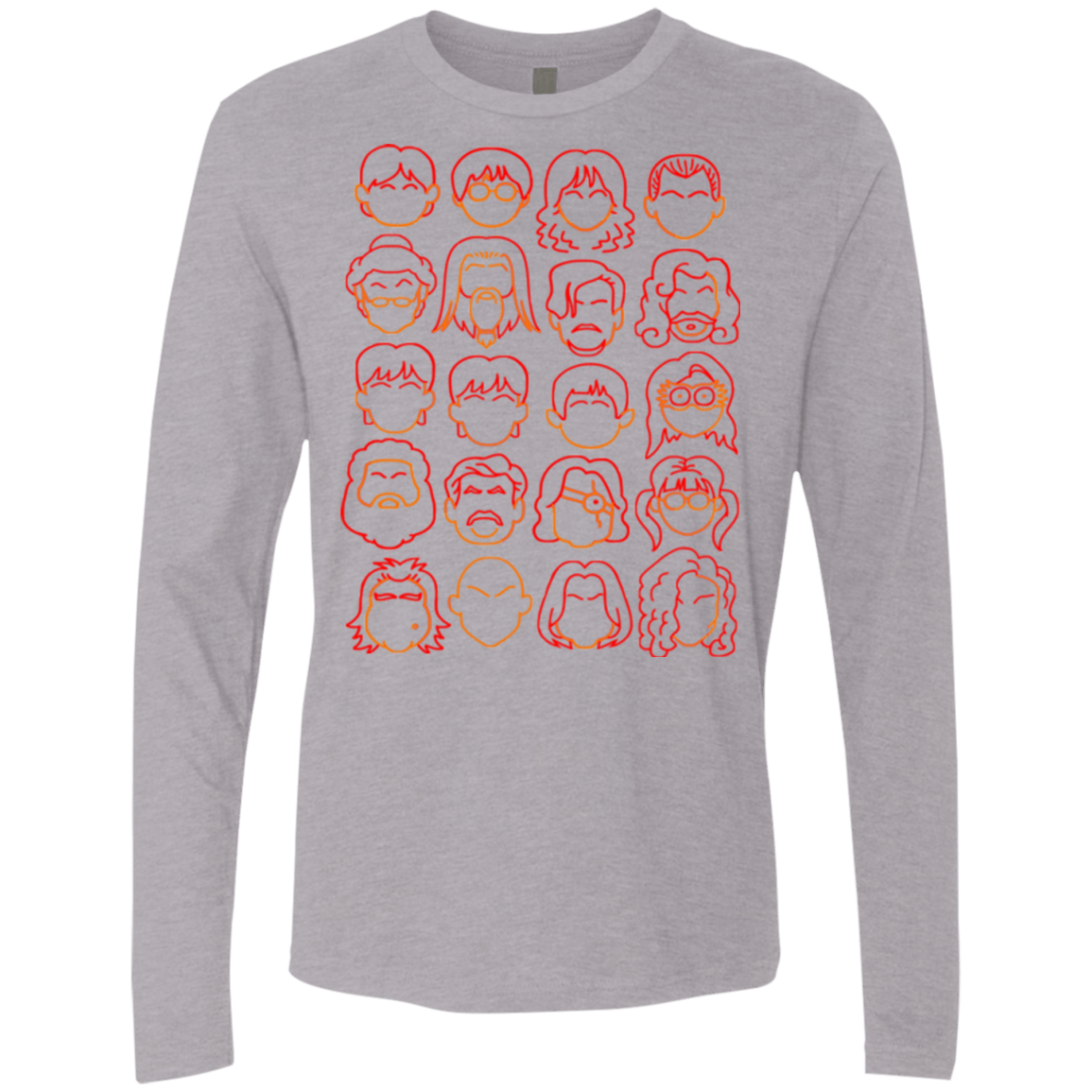 T-Shirts Heather Grey / Small Harry Potter line heads Men's Premium Long Sleeve