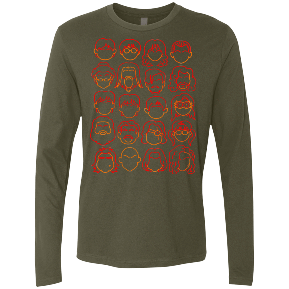 T-Shirts Military Green / Small Harry Potter line heads Men's Premium Long Sleeve