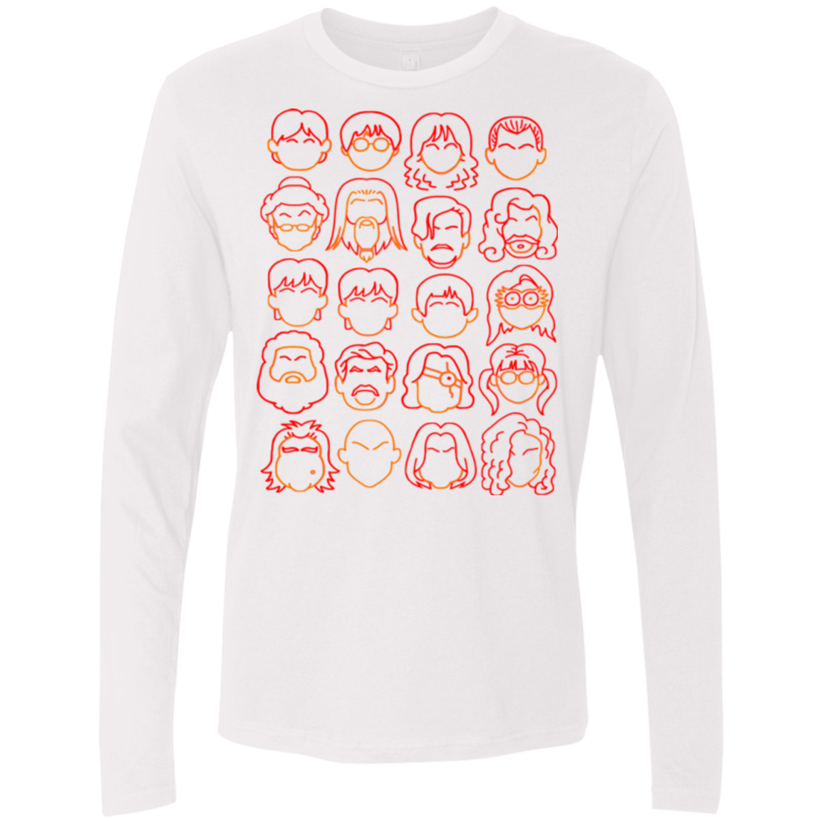 T-Shirts White / Small Harry Potter line heads Men's Premium Long Sleeve