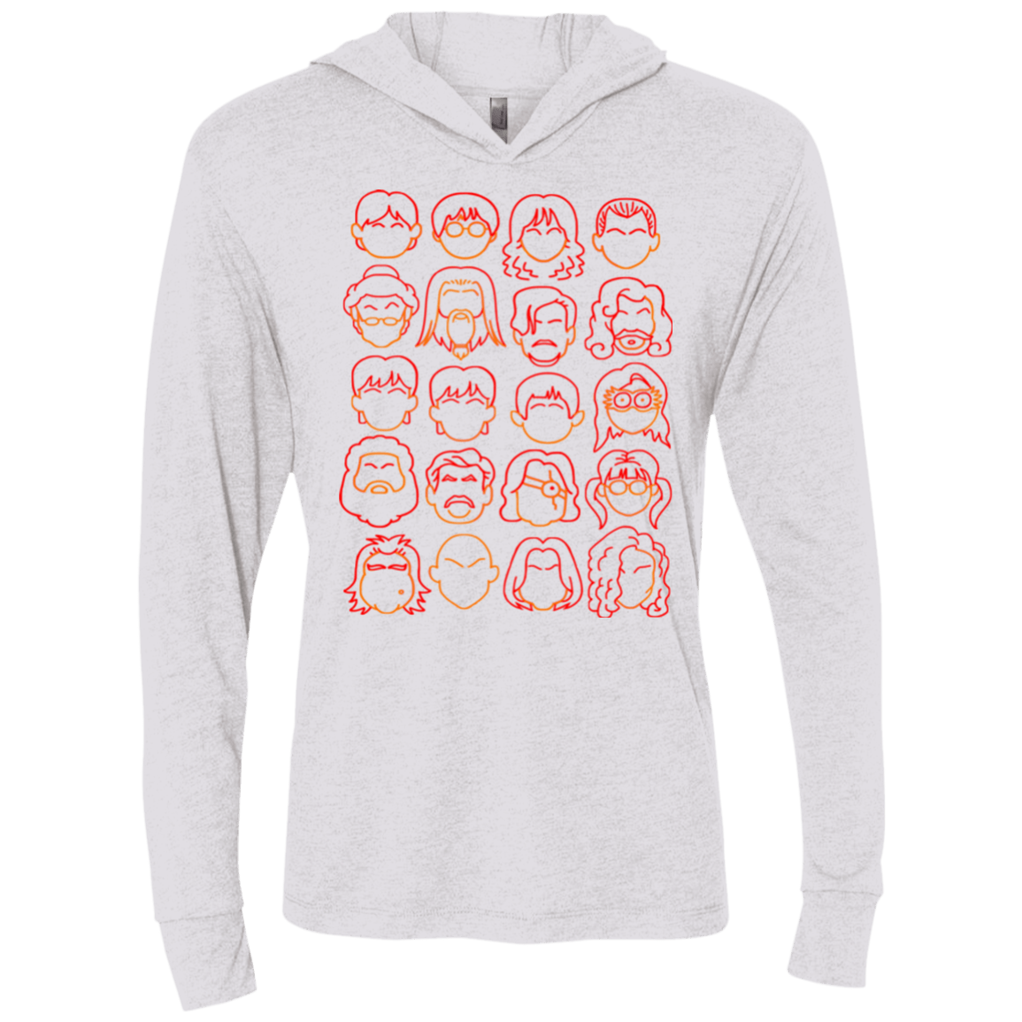 T-Shirts Heather White / X-Small Harry Potter line heads Triblend Long Sleeve Hoodie Tee
