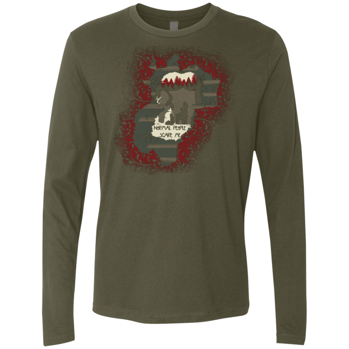 T-Shirts Military Green / Small Haunted House Men's Premium Long Sleeve