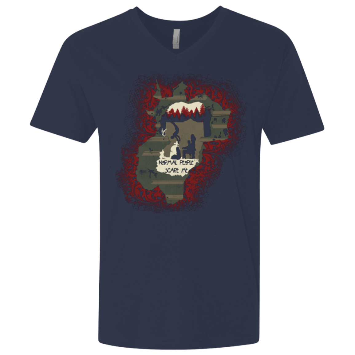 T-Shirts Midnight Navy / X-Small Haunted House Men's Premium V-Neck