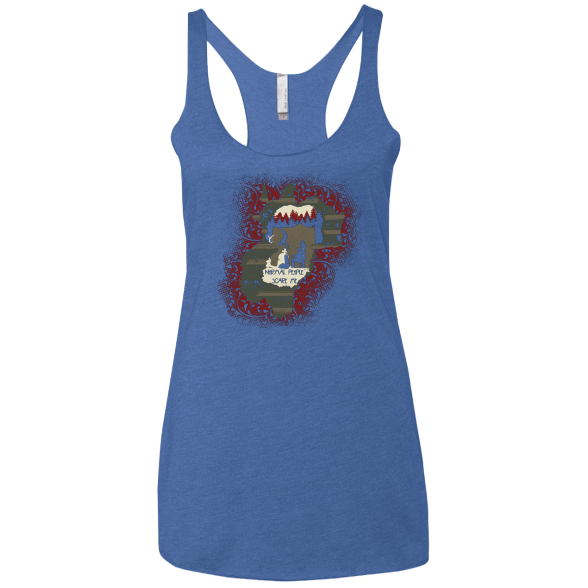 T-Shirts Vintage Royal / X-Small Haunted House Women's Triblend Racerback Tank
