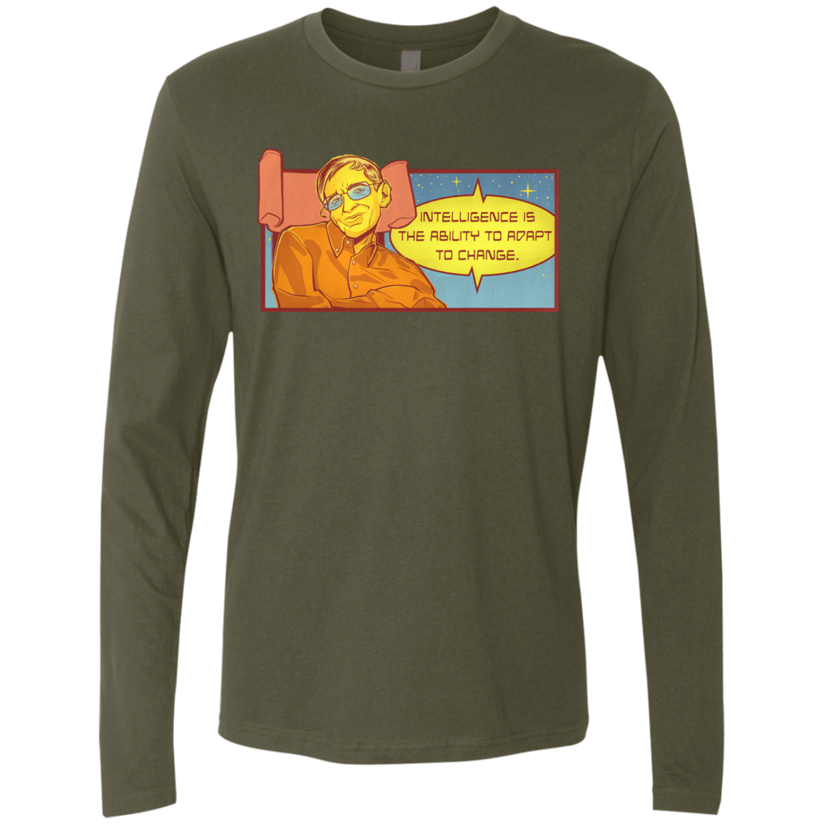 T-Shirts Military Green / S HAWKING intelligance Men's Premium Long Sleeve