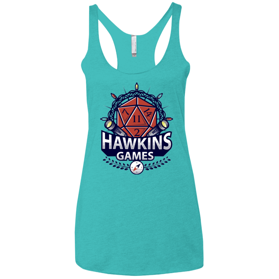 T-Shirts Tahiti Blue / X-Small Hawkins Games Women's Triblend Racerback Tank