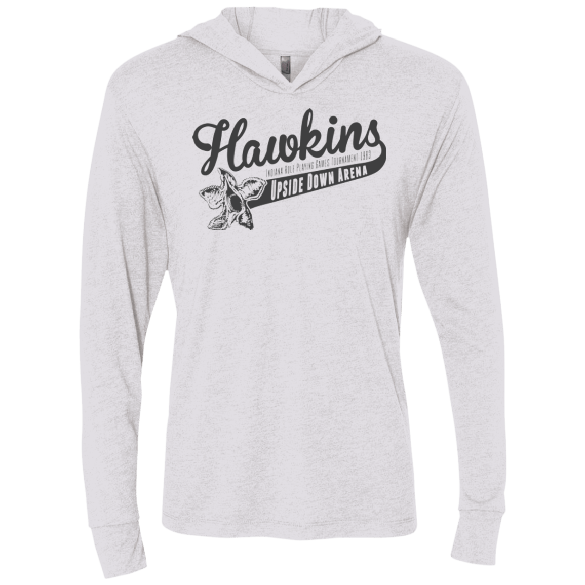 T-Shirts Heather White / X-Small Hawkins Role Playing Tournament Triblend Long Sleeve Hoodie Tee