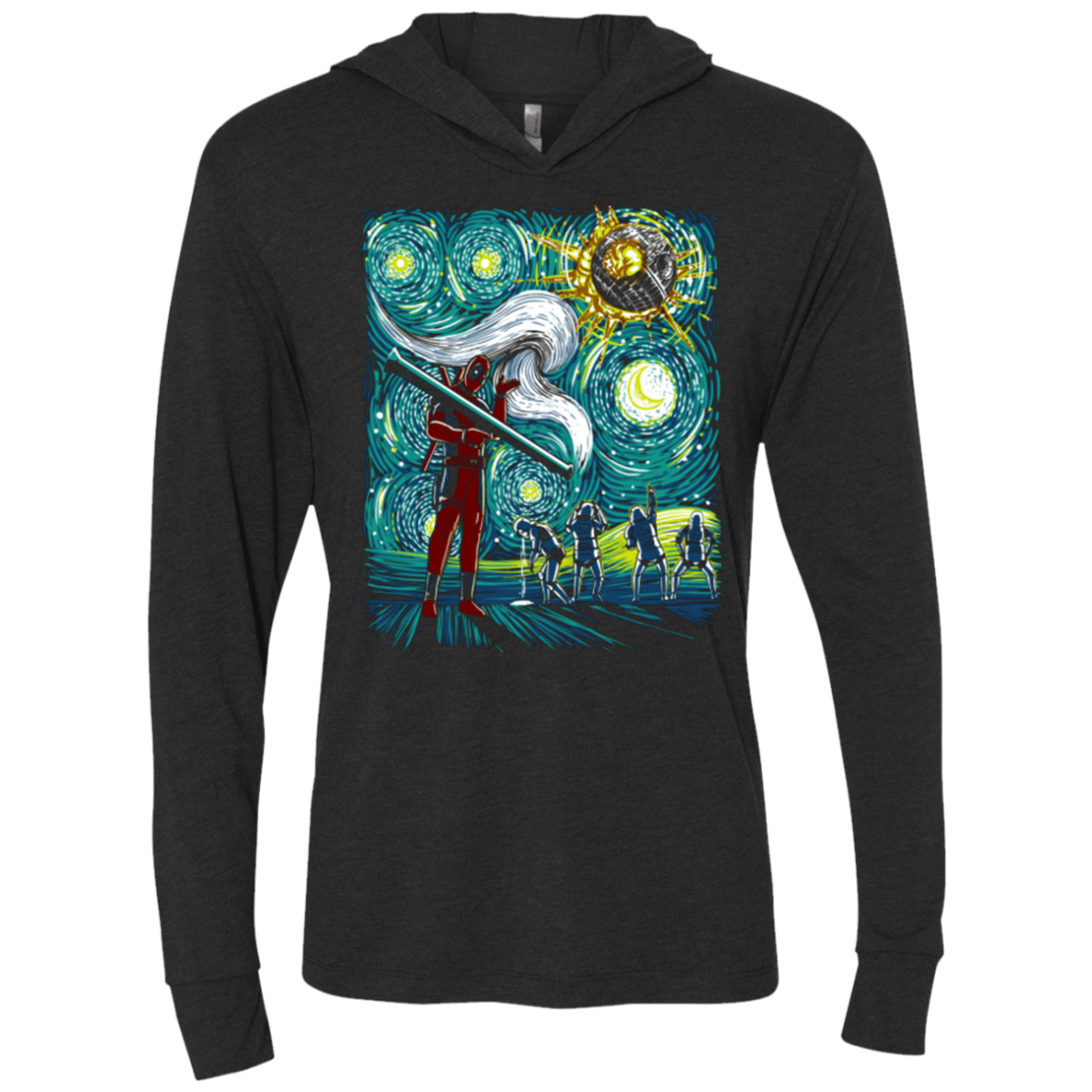 He Did It Triblend Long Sleeve Hoodie Tee