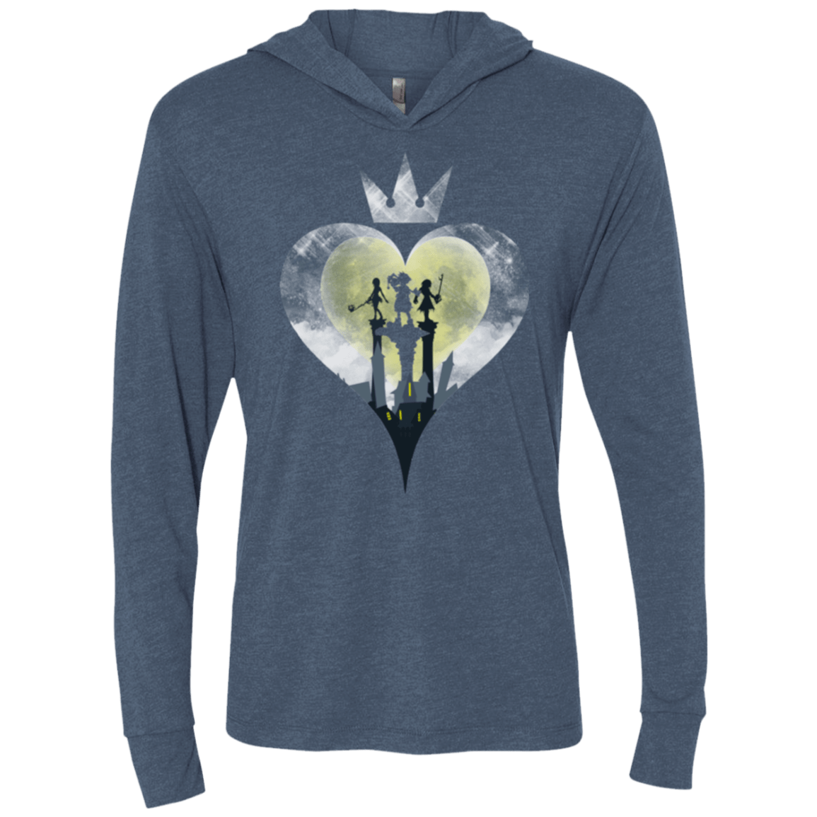 T-Shirts Indigo / X-Small Heart Kingdom Triblend Long Sleeve Hoodie Tee