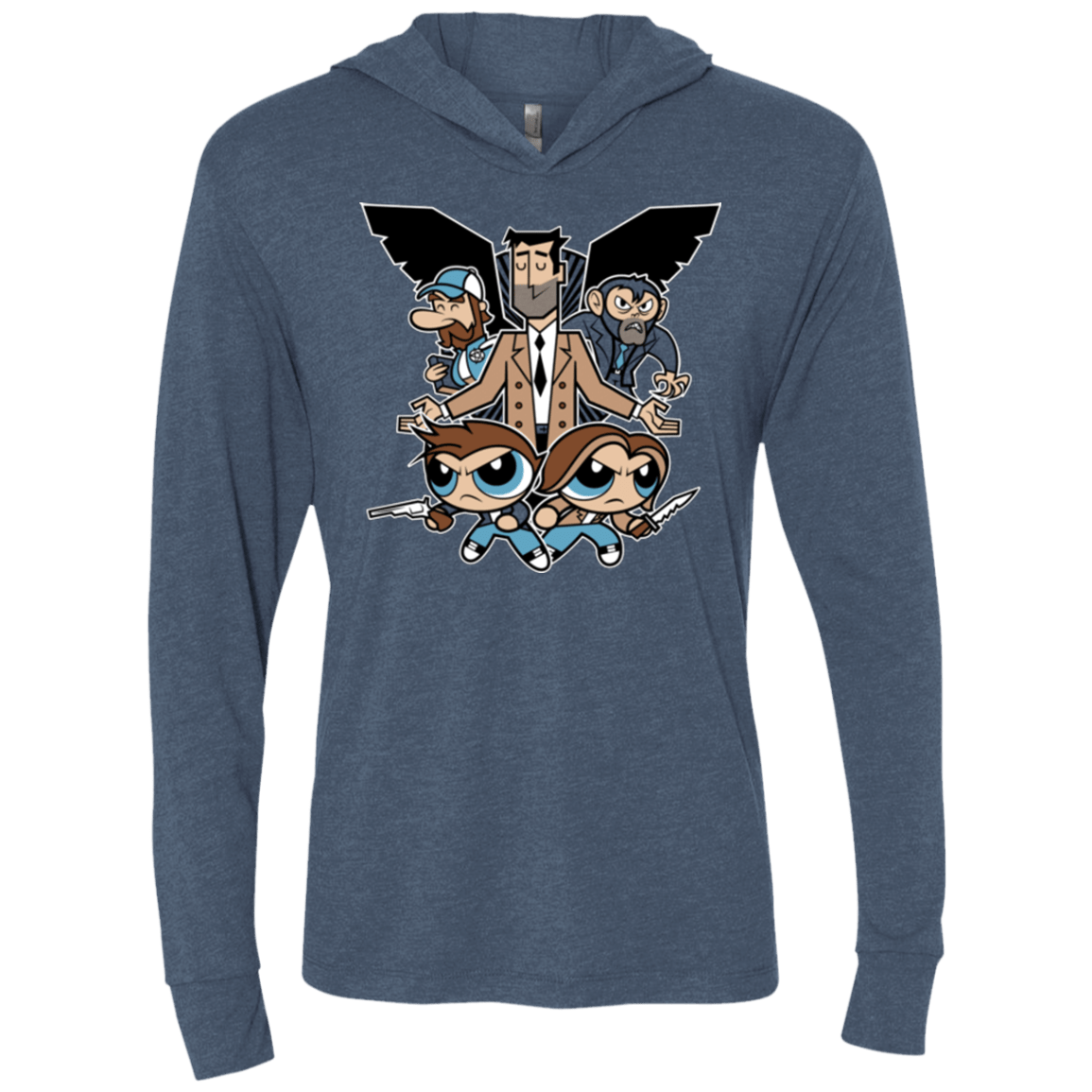 T-Shirts Indigo / X-Small Hell and Back Boys Triblend Long Sleeve Hoodie Tee