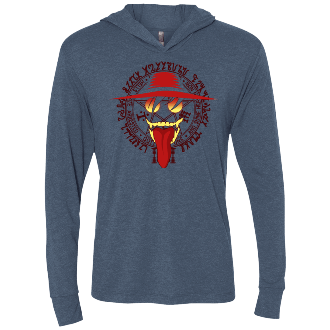 T-Shirts Indigo / X-Small Hell Yeah Triblend Long Sleeve Hoodie Tee