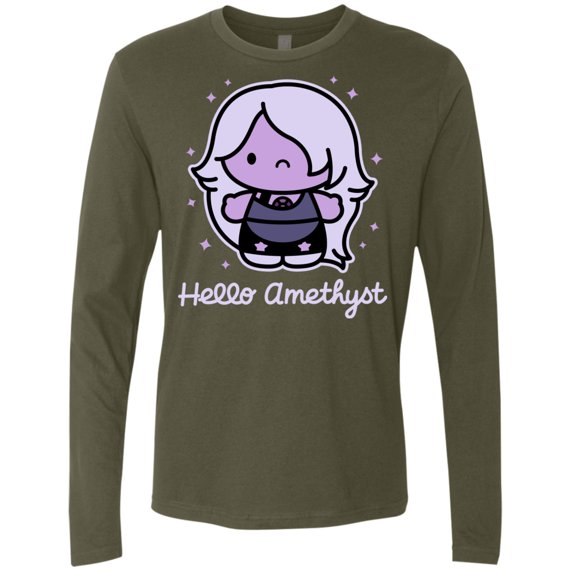 T-Shirts Military Green / S Hello Amethyst Men's Premium Long Sleeve