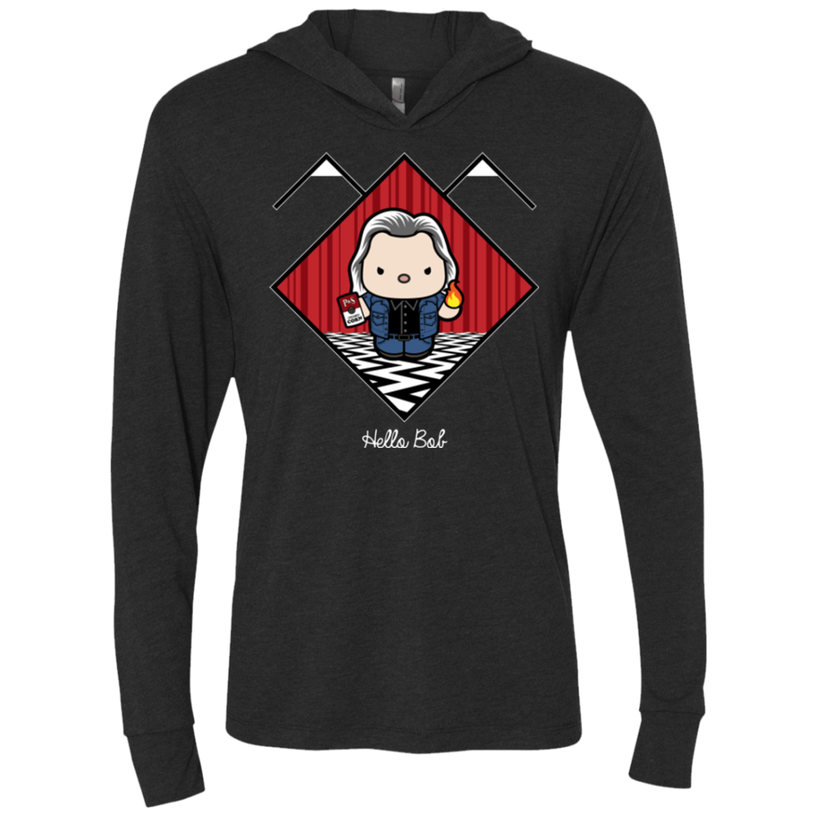 T-Shirts Vintage Black / X-Small Hello Bob Triblend Long Sleeve Hoodie Tee