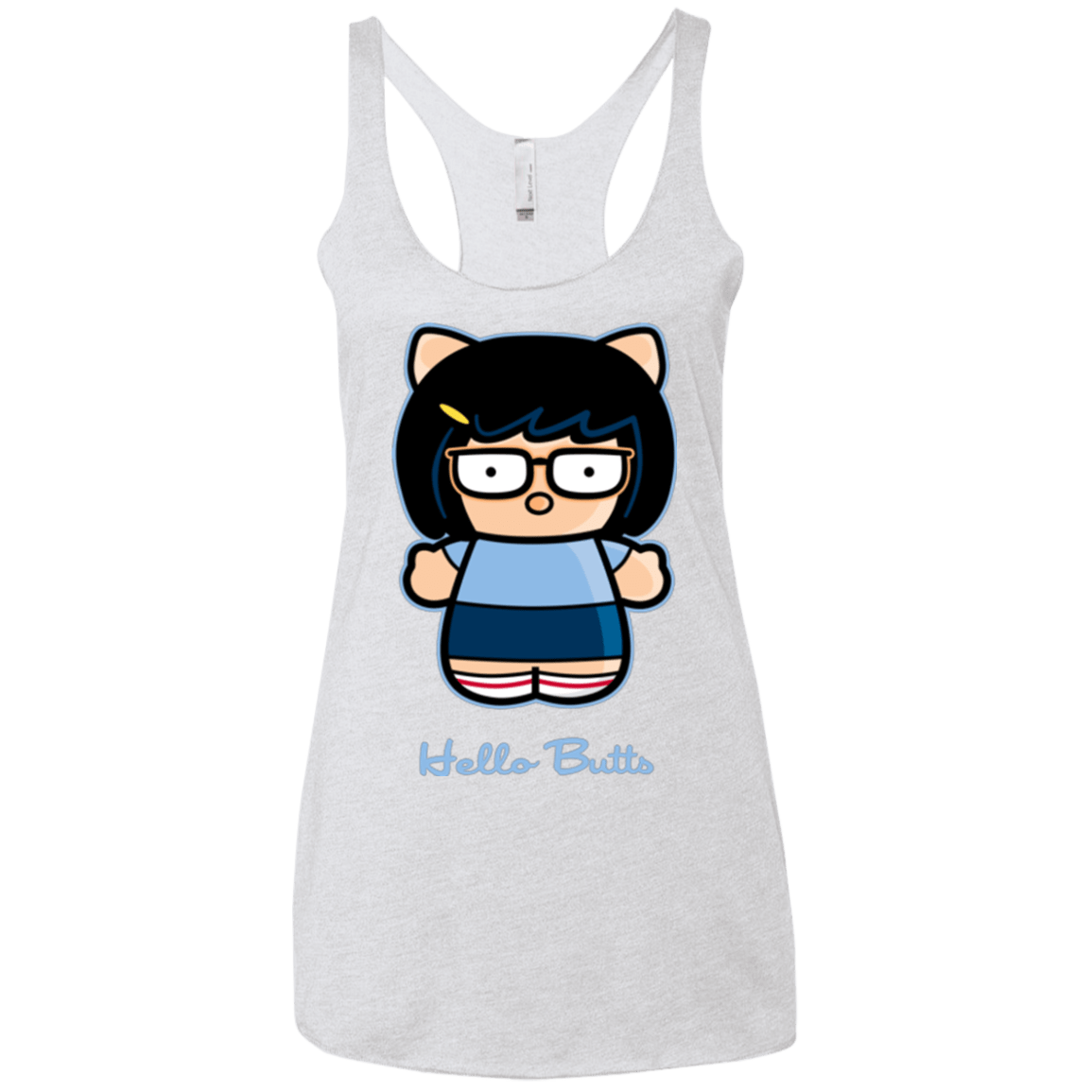 T-Shirts Heather White / X-Small Hello Butts Women's Triblend Racerback Tank