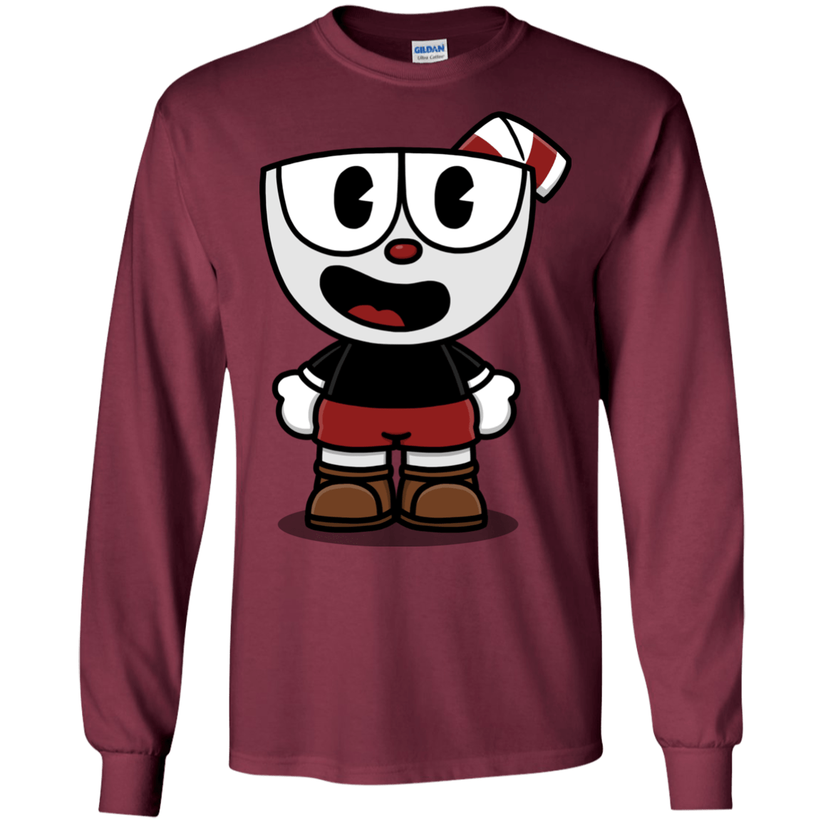 T-Shirts Maroon / S Hello Cuphead Men's Long Sleeve T-Shirt