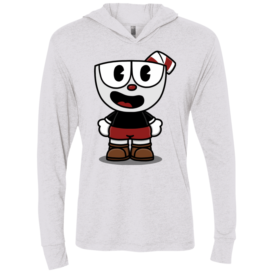 T-Shirts Heather White / X-Small Hello Cuphead Triblend Long Sleeve Hoodie Tee