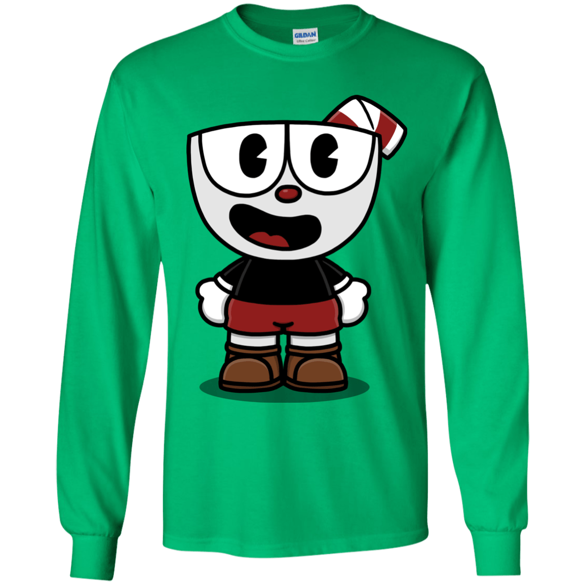 T-Shirts Irish Green / YS Hello Cuphead Youth Long Sleeve T-Shirt