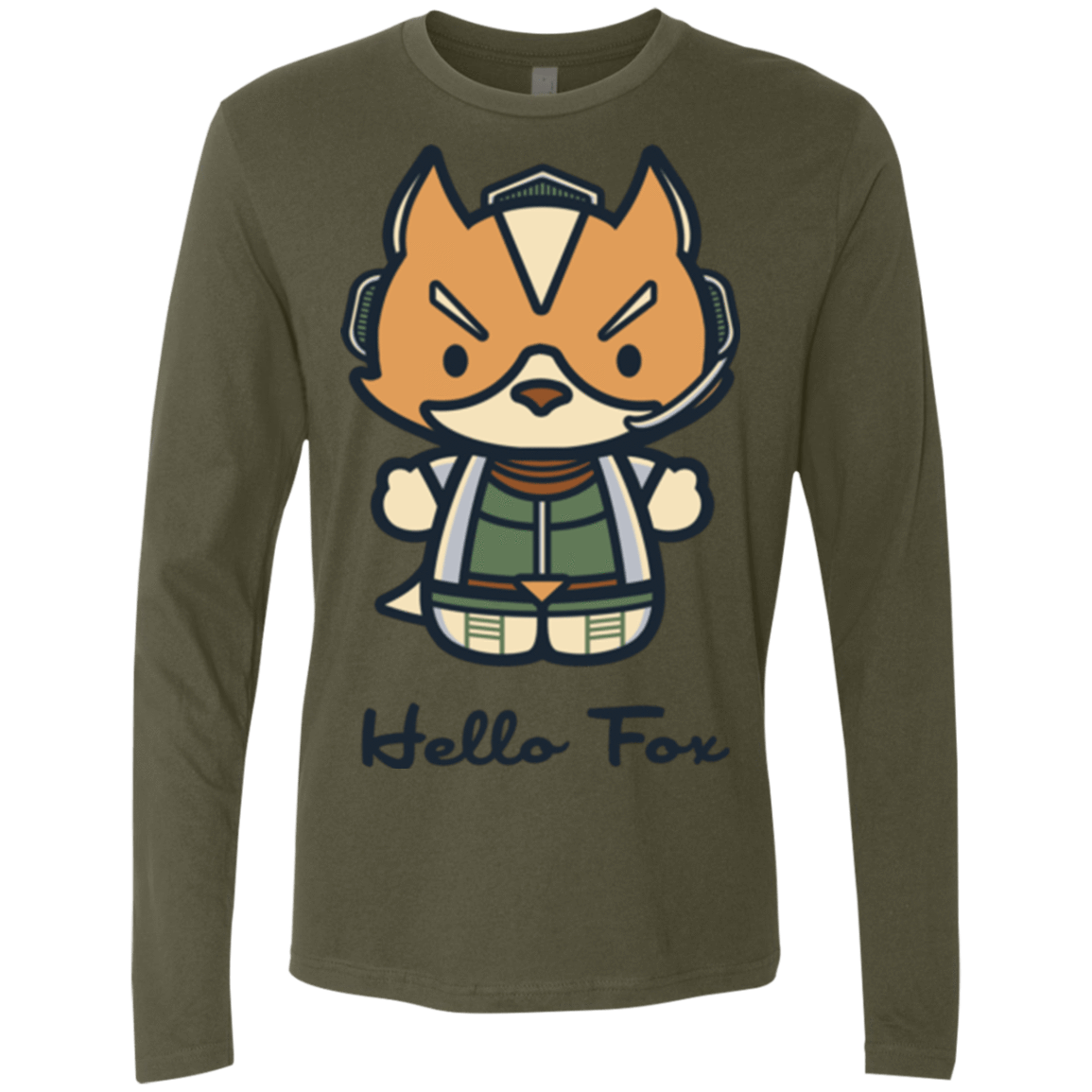 T-Shirts Military Green / Small Hello Fox Men's Premium Long Sleeve