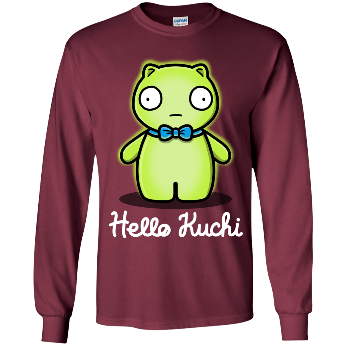 T-Shirts Maroon / YS Hello Kuchi Youth Long Sleeve T-Shirt