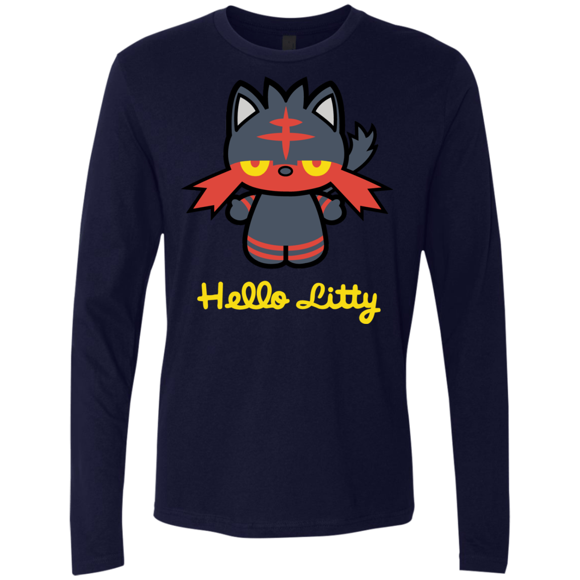 T-Shirts Midnight Navy / S Hello Litty Men's Premium Long Sleeve