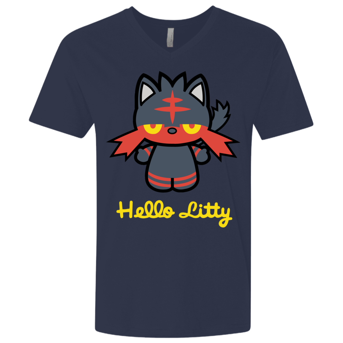 T-Shirts Midnight Navy / X-Small Hello Litty Men's Premium V-Neck