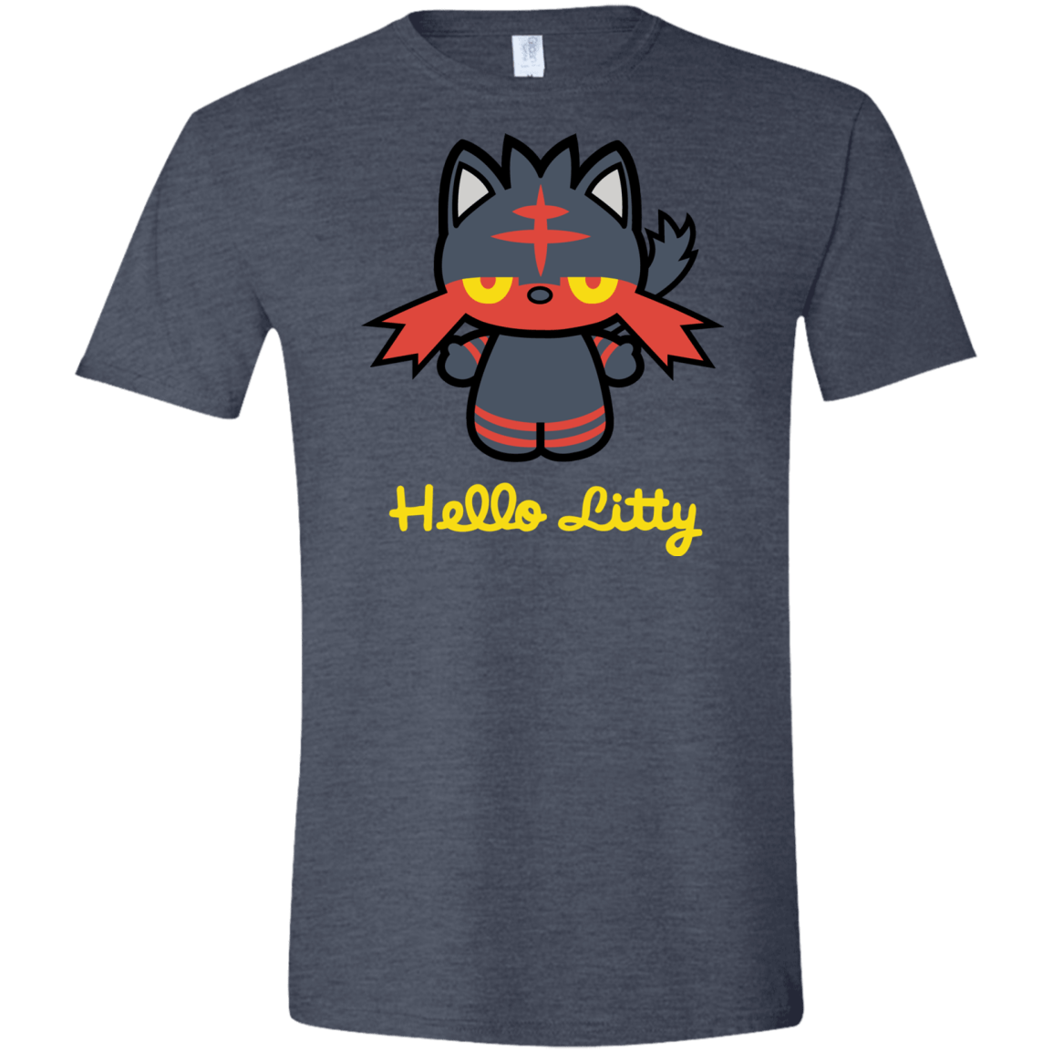 T-Shirts Heather Navy / S Hello Litty Men's Semi-Fitted Softstyle