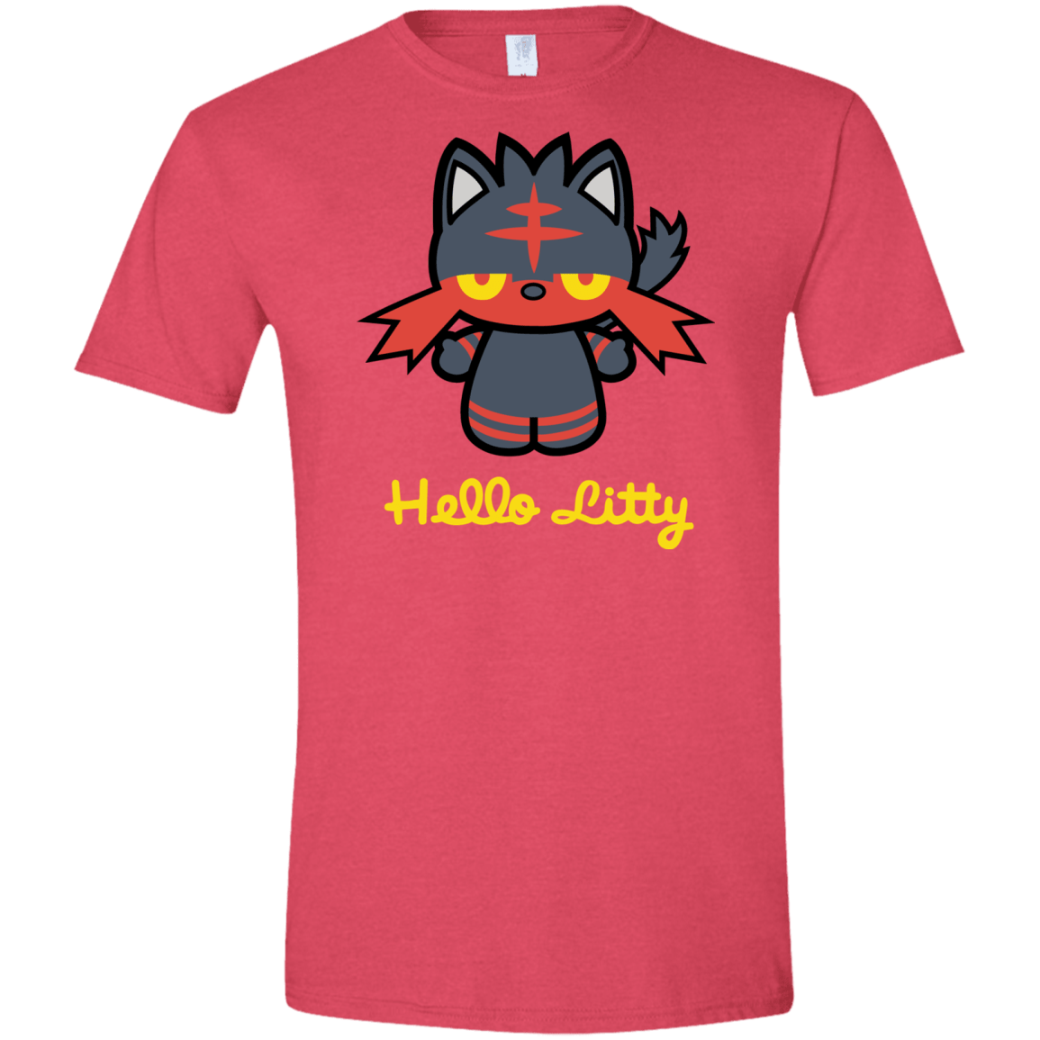 T-Shirts Heather Red / S Hello Litty Men's Semi-Fitted Softstyle