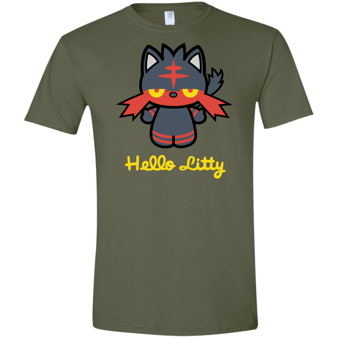 T-Shirts Military Green / S Hello Litty Men's Semi-Fitted Softstyle