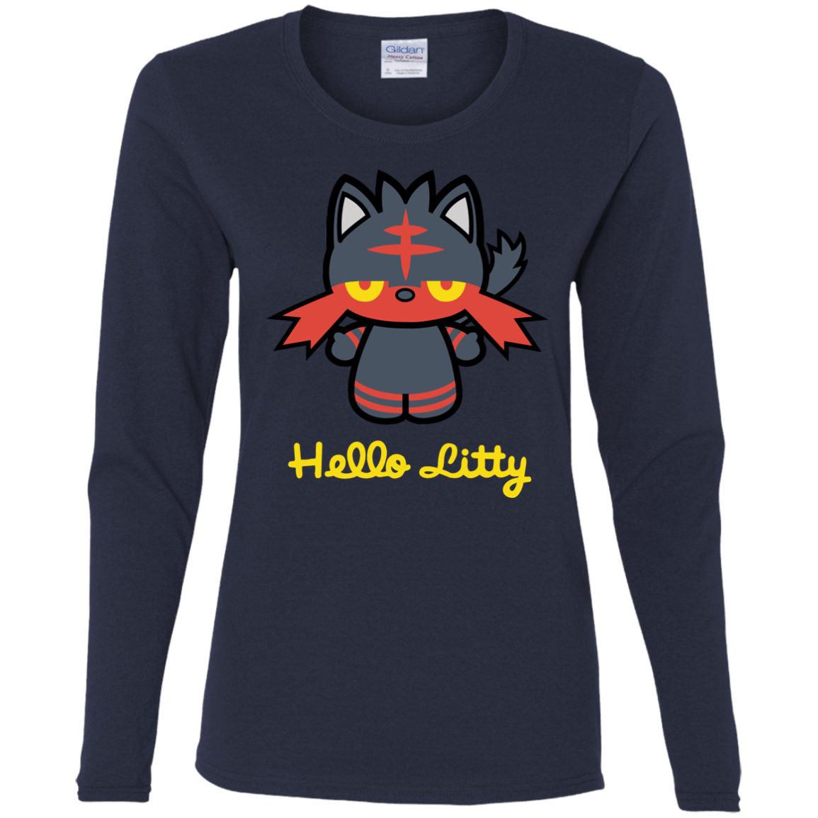T-Shirts Navy / S Hello Litty Women's Long Sleeve T-Shirt