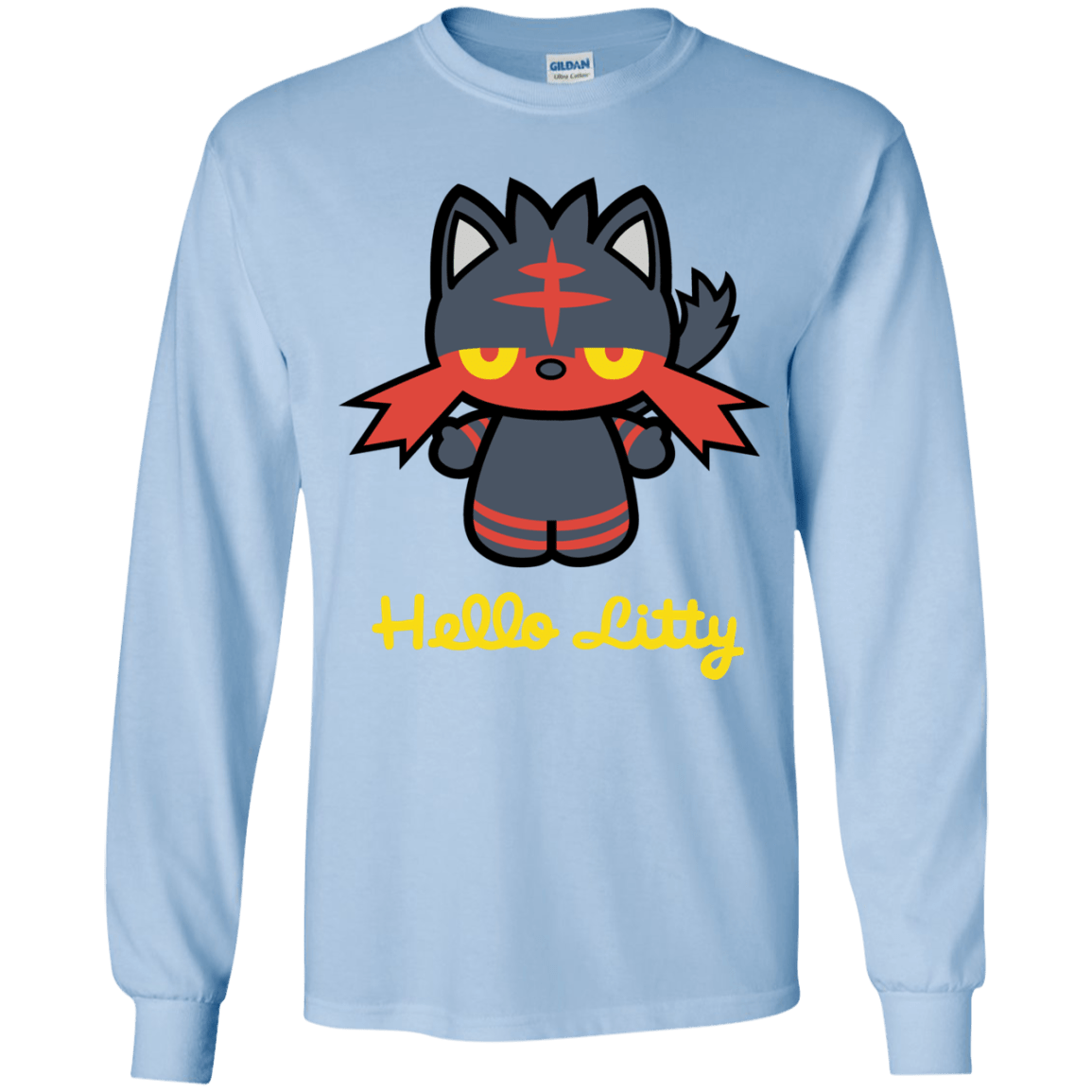 T-Shirts Light Blue / YS Hello Litty Youth Long Sleeve T-Shirt
