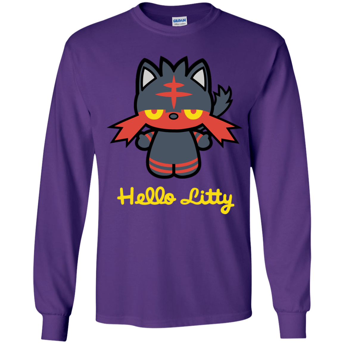 T-Shirts Purple / YS Hello Litty Youth Long Sleeve T-Shirt