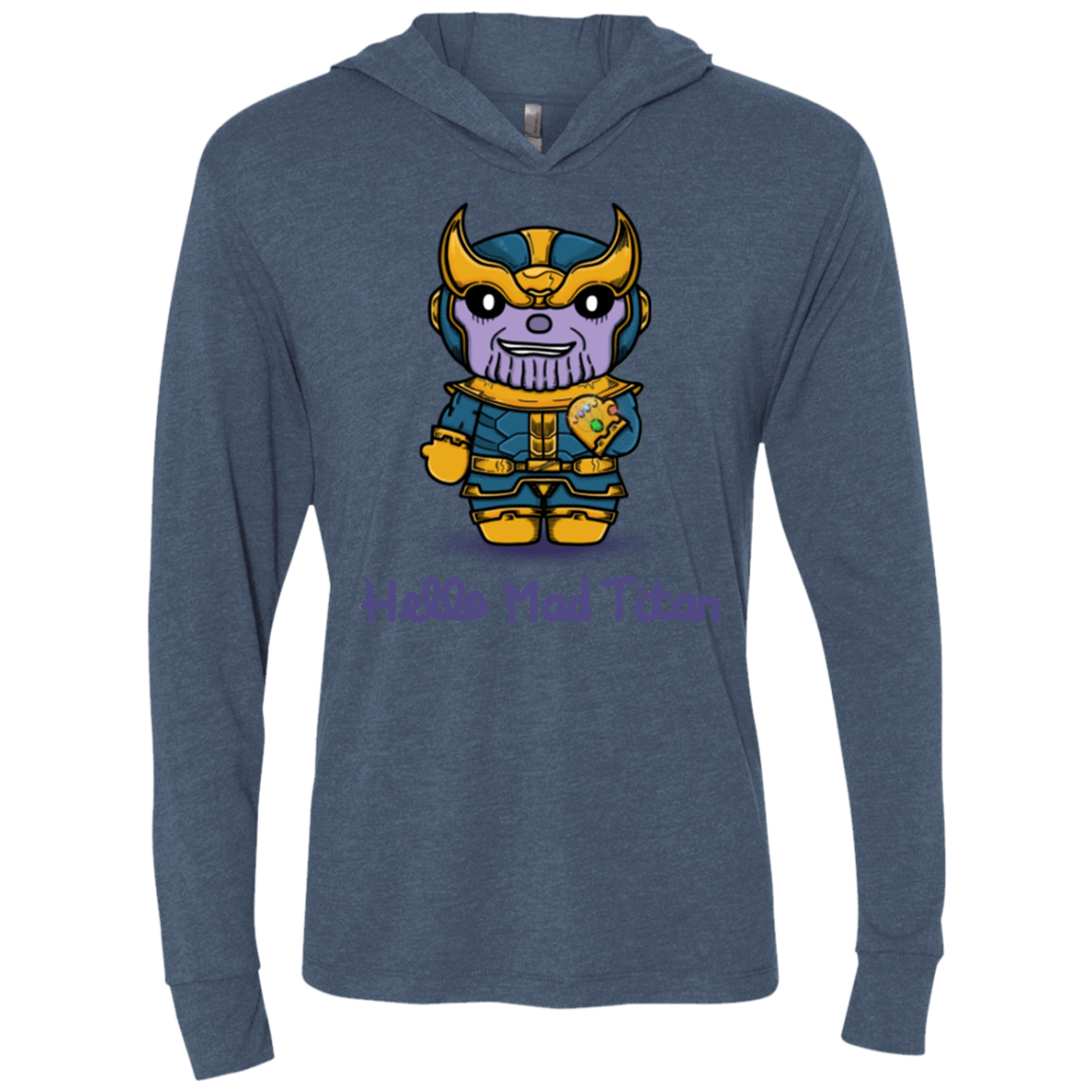 T-Shirts Indigo / X-Small Hello Mad Titan Triblend Long Sleeve Hoodie Tee