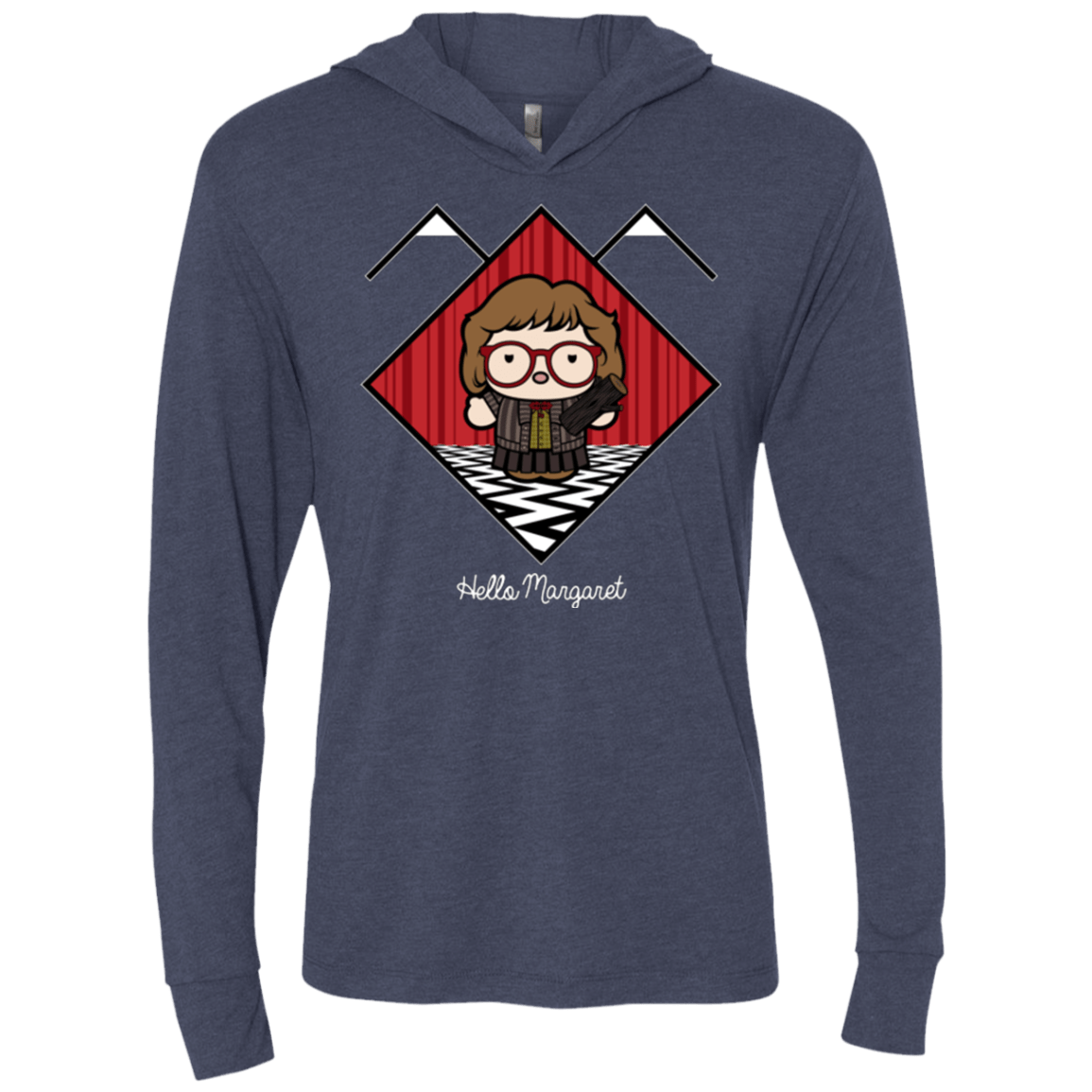 T-Shirts Vintage Navy / X-Small Hello Margaret Triblend Long Sleeve Hoodie Tee