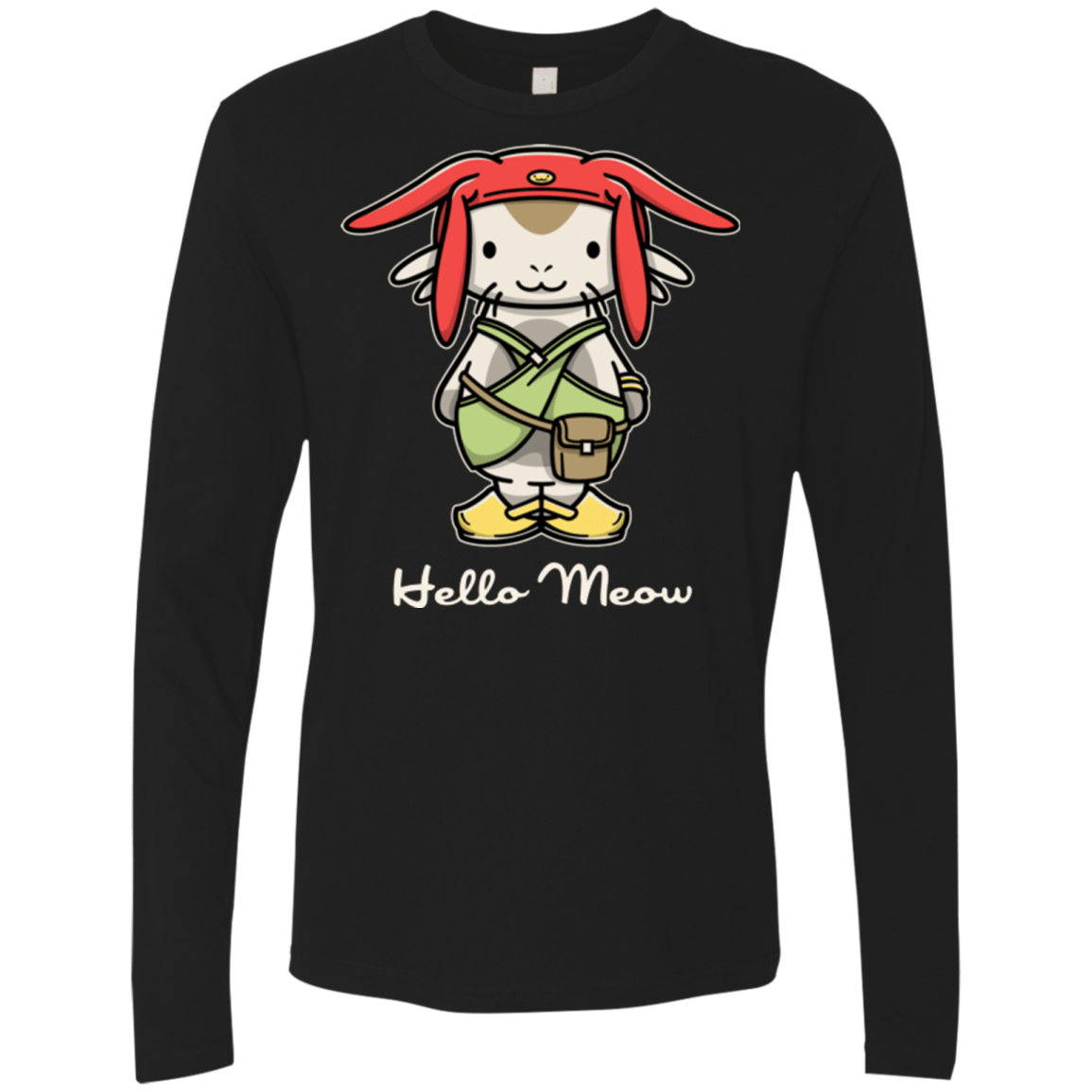 T-Shirts Black / Small HELLO MEOW Men's Premium Long Sleeve