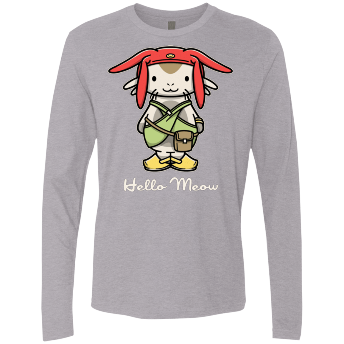 T-Shirts Heather Grey / Small HELLO MEOW Men's Premium Long Sleeve