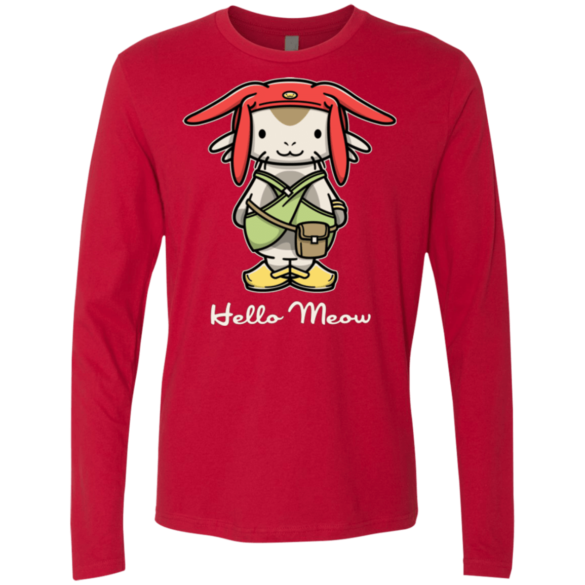 T-Shirts Red / Small HELLO MEOW Men's Premium Long Sleeve