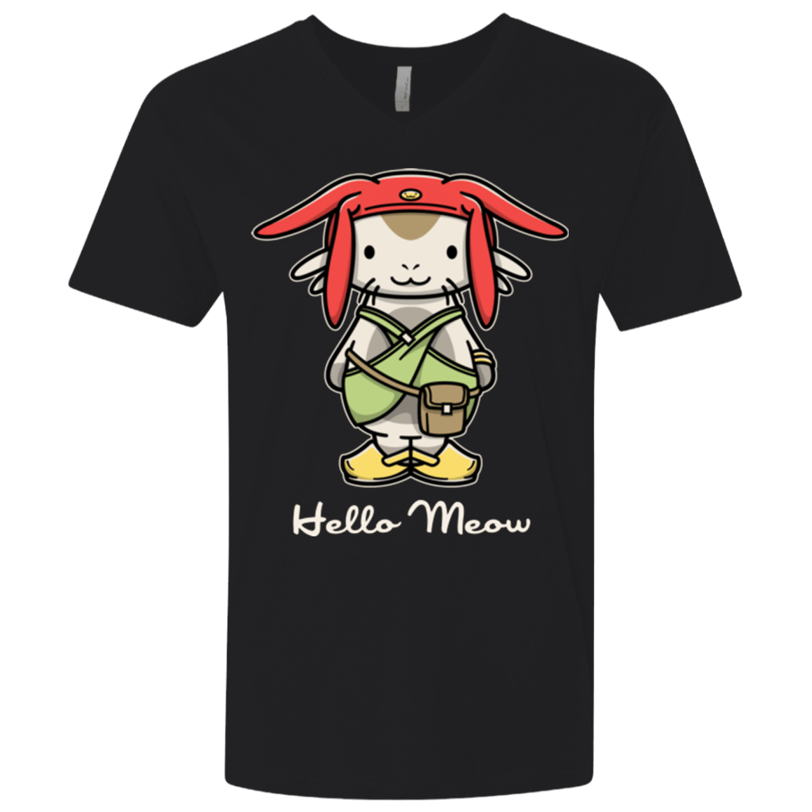 T-Shirts Black / X-Small HELLO MEOW Men's Premium V-Neck
