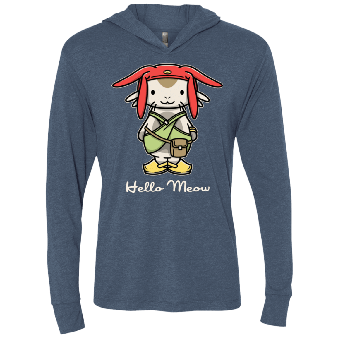 T-Shirts Indigo / X-Small HELLO MEOW Triblend Long Sleeve Hoodie Tee