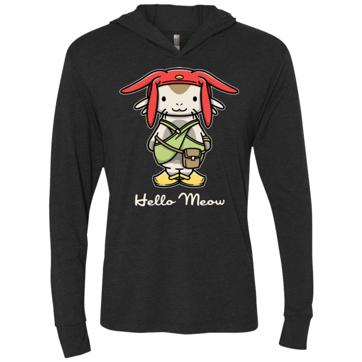 T-Shirts Vintage Black / X-Small HELLO MEOW Triblend Long Sleeve Hoodie Tee