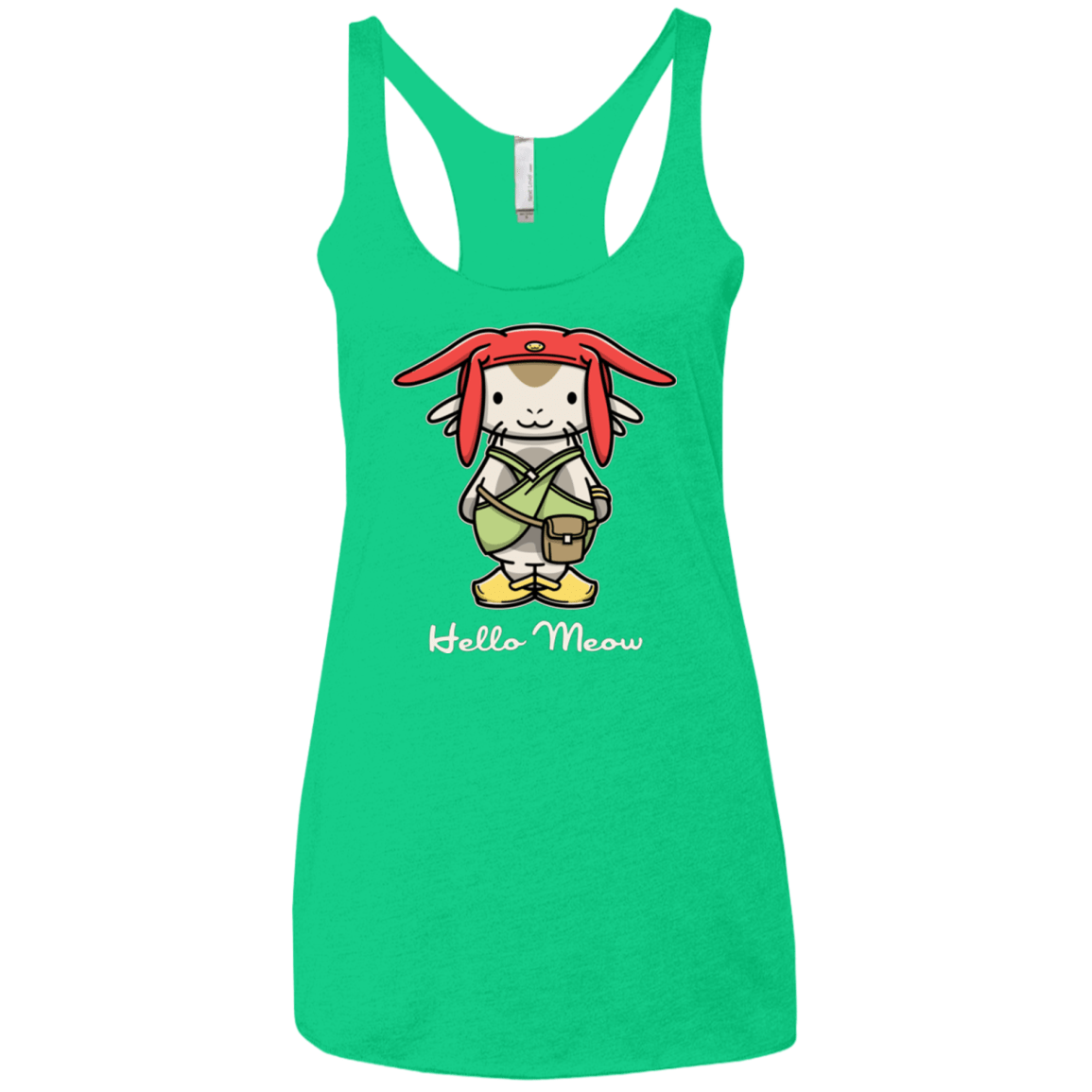 T-Shirts Envy / X-Small HELLO MEOW Women's Triblend Racerback Tank