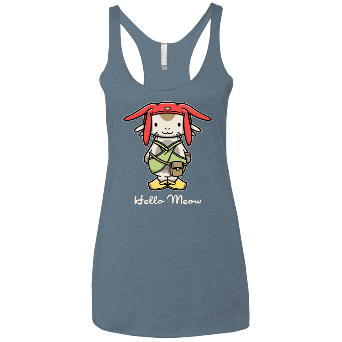 T-Shirts Indigo / X-Small HELLO MEOW Women's Triblend Racerback Tank