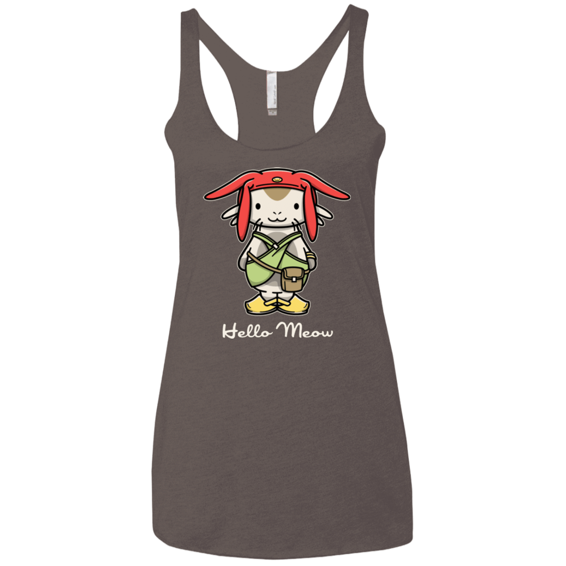 T-Shirts Macchiato / X-Small HELLO MEOW Women's Triblend Racerback Tank