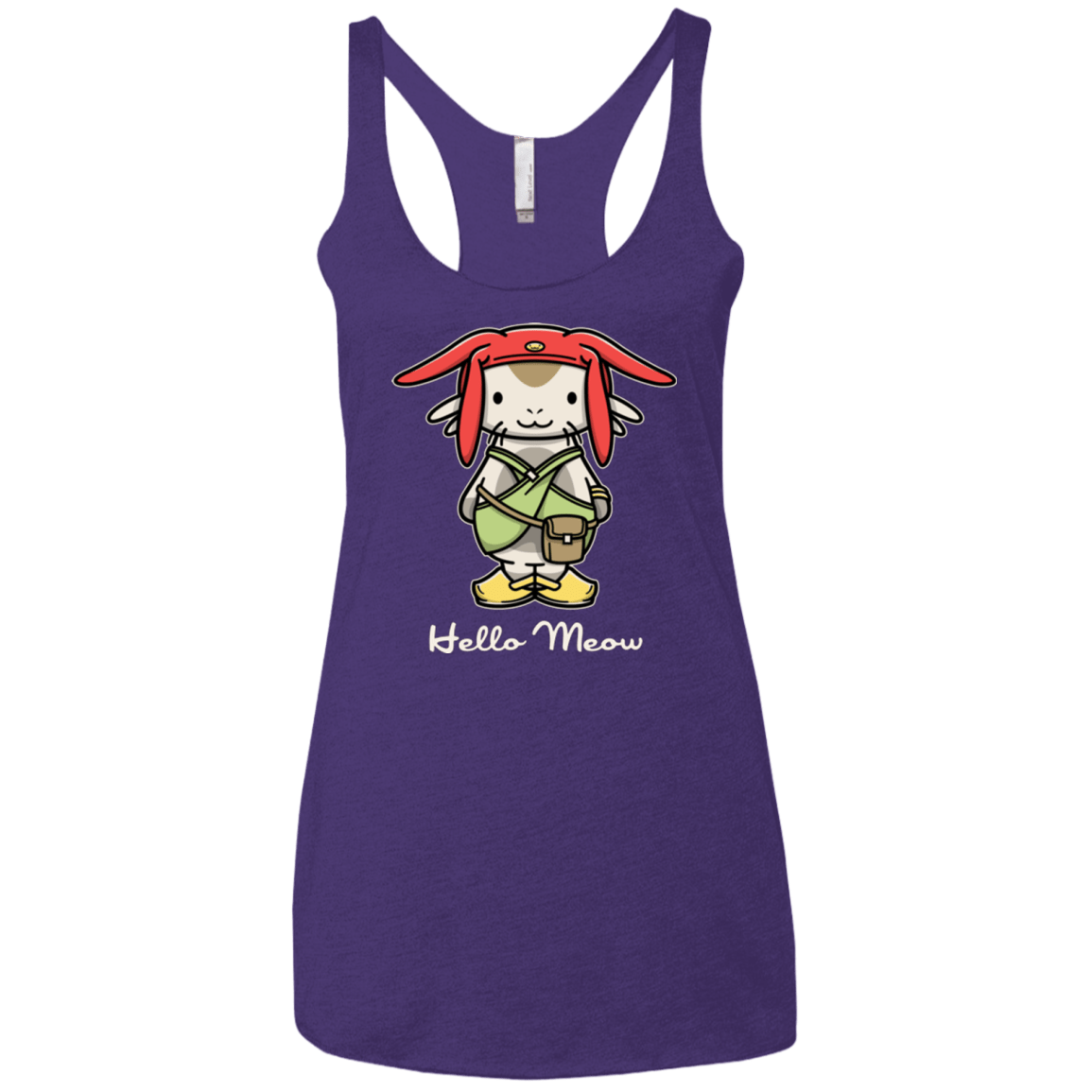 T-Shirts Purple / X-Small HELLO MEOW Women's Triblend Racerback Tank