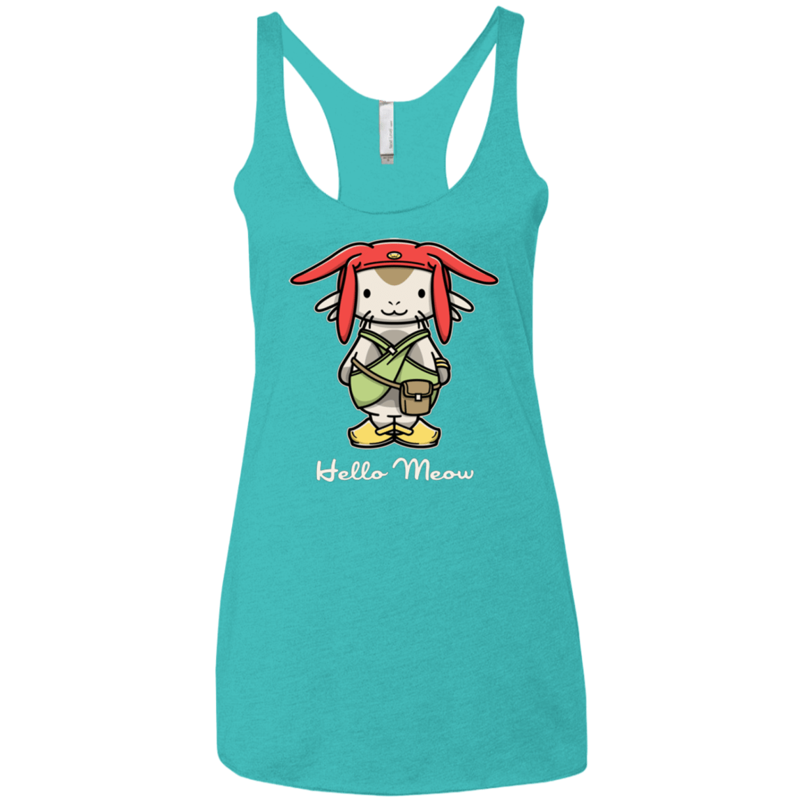 T-Shirts Tahiti Blue / X-Small HELLO MEOW Women's Triblend Racerback Tank