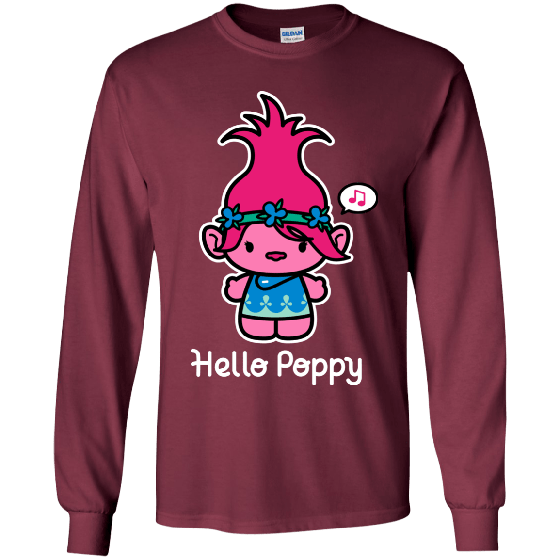 T-Shirts Maroon / YS Hello Poppy Youth Long Sleeve T-Shirt