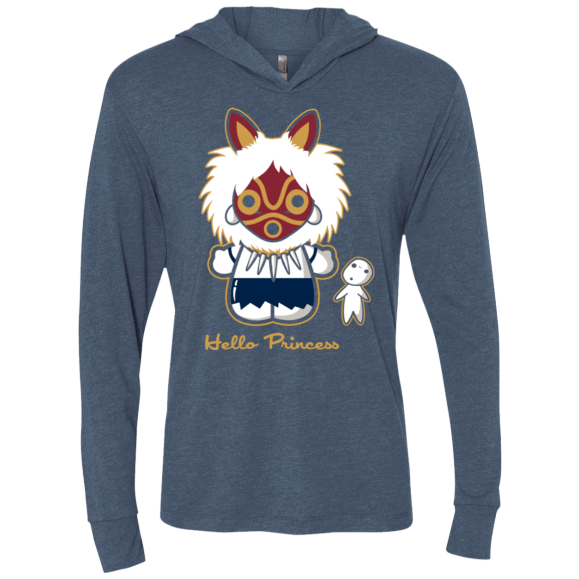 T-Shirts Indigo / X-Small Hello Princess Triblend Long Sleeve Hoodie Tee